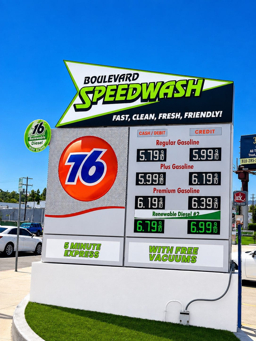 new monument sign at the street for boulevard speedwash